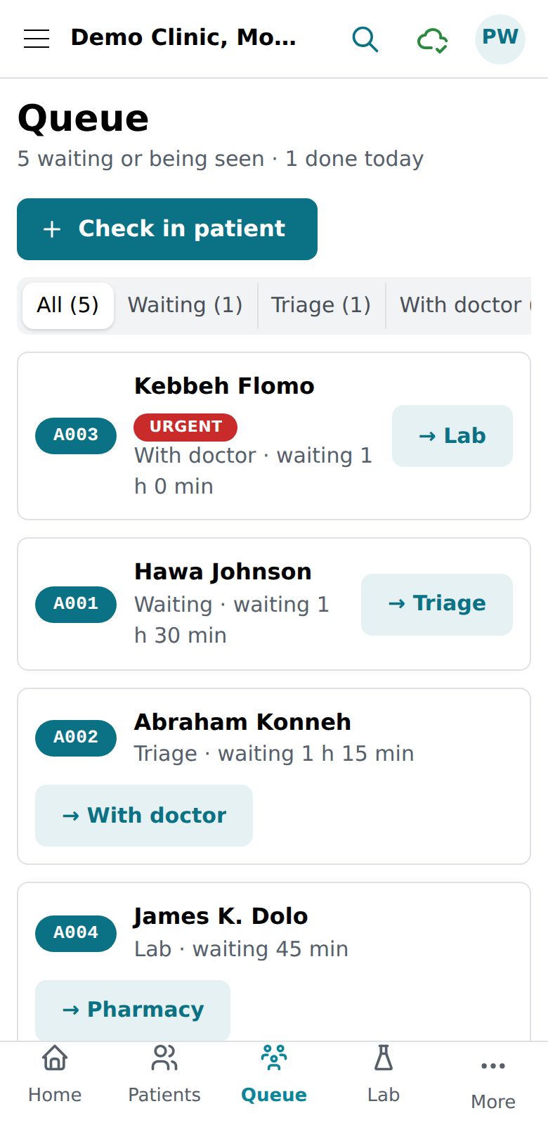 The patient queue on a phone